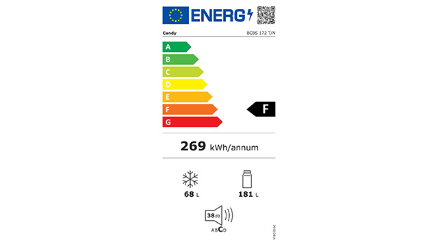 Primer nalepnice energetske efikasnosti za jedna kućni uređaj